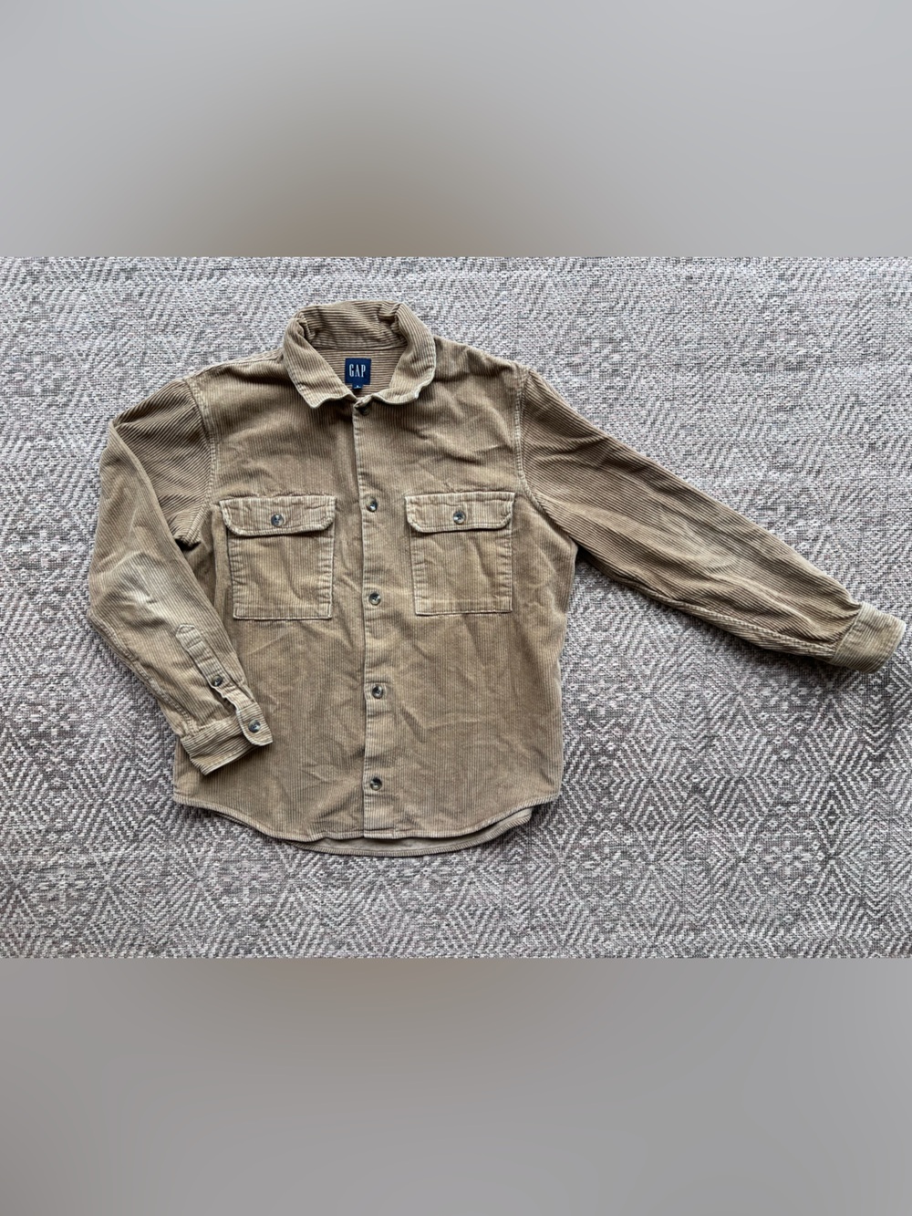 GAP Corduroy Shacket Women S Brown Tan Oversized Button Front Utility Shirt